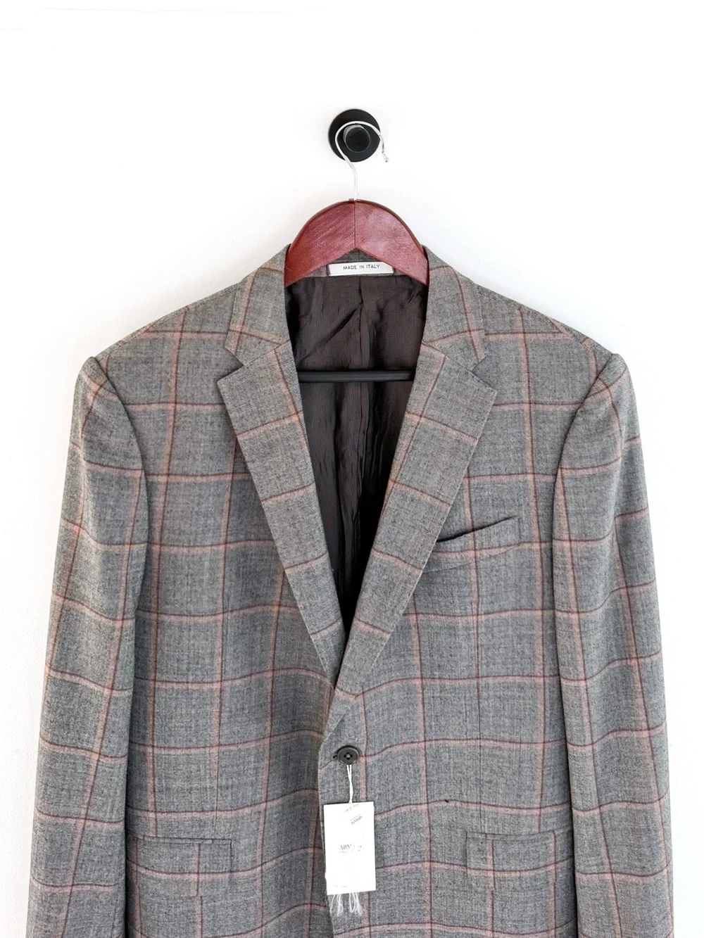 NWT NEW Armani Collezioni Gray Plaid Italian Wool Sport Coat Windowpane 40R